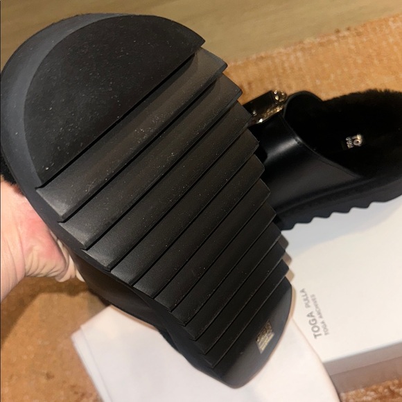 Toga Pulla Black Slide Sandals with Silver Buckles main image 4